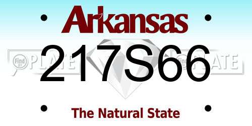 217S66 Arkansas License Plate