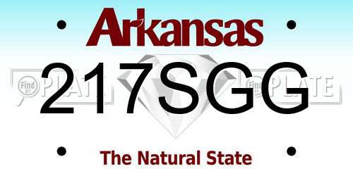 217SGG Arkansas License Plate