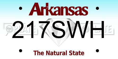 217SWH Arkansas License Plate