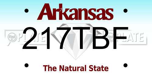 217TBF Arkansas License Plate