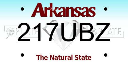 217UBZ Arkansas License Plate