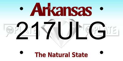 217ULG Arkansas License Plate