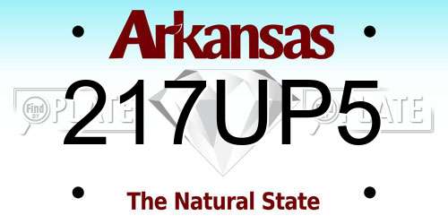 217UP5 Arkansas License Plate
