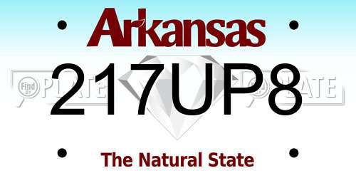 217UP8 Arkansas License Plate