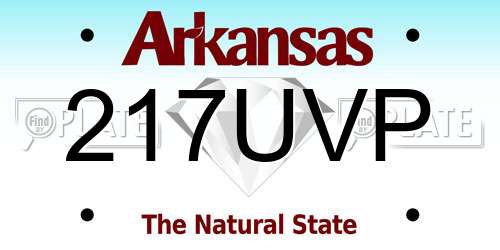 217UVP Arkansas License Plate