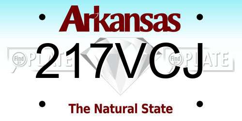 217VCJ Arkansas License Plate