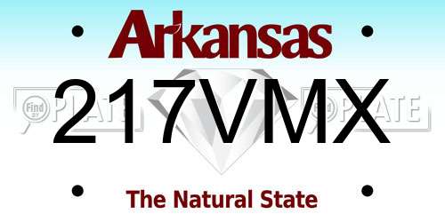 217VMX Arkansas License Plate