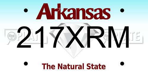217XRM Arkansas License Plate
