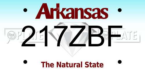 217ZBF Arkansas License Plate