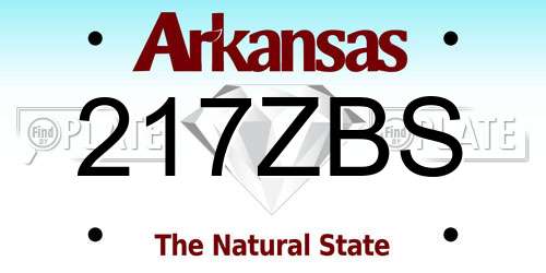 217ZBS Arkansas License Plate