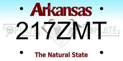 217ZMT Arkansas License Plate