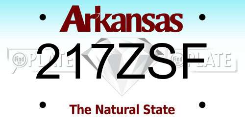 217ZSF Arkansas License Plate