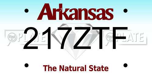 217ZTF Arkansas License Plate