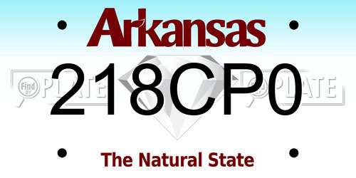 218CP0 Arkansas License Plate