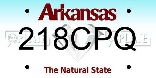 218CPQ Arkansas License Plate