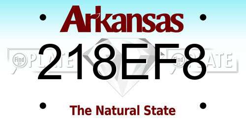 218EF8 Arkansas License Plate
