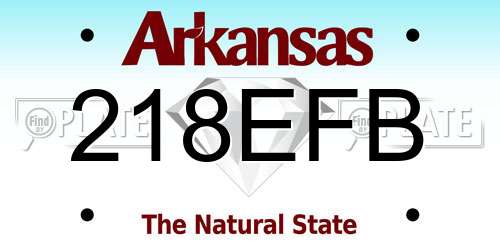 218EFB Arkansas License Plate