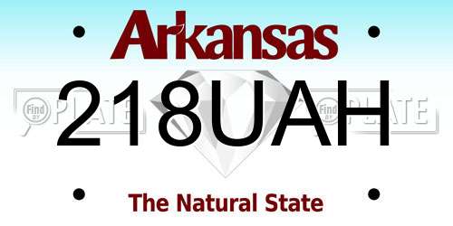 218UAH Arkansas License Plate