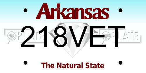218VET Arkansas License Plate