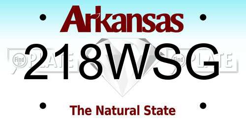 218WSG Arkansas License Plate