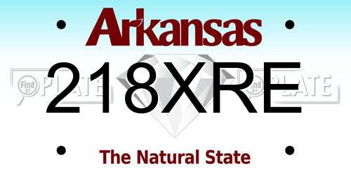 218XRE Arkansas License Plate