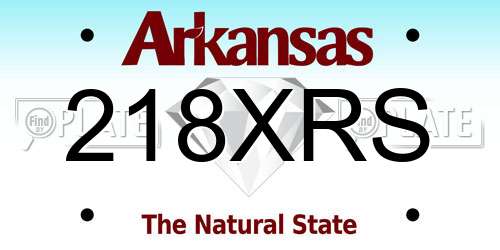 218XRS Arkansas License Plate