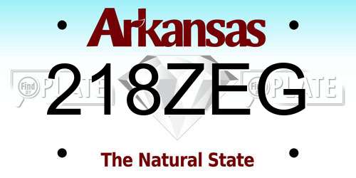 218ZEG Arkansas License Plate