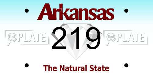 219 Arkansas License Plate