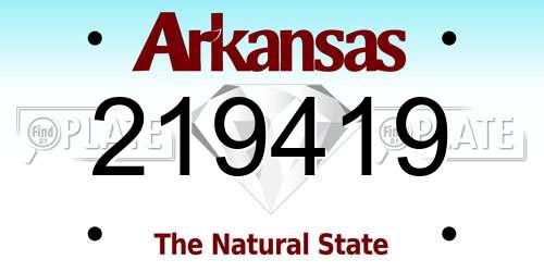 219419 Arkansas License Plate