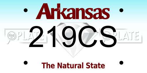 219CS Arkansas License Plate