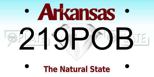 219POB Arkansas License Plate
