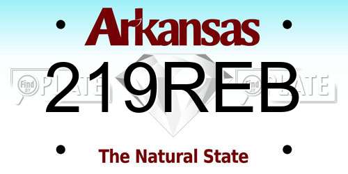 219REB Arkansas License Plate