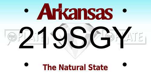 219SGY Arkansas License Plate