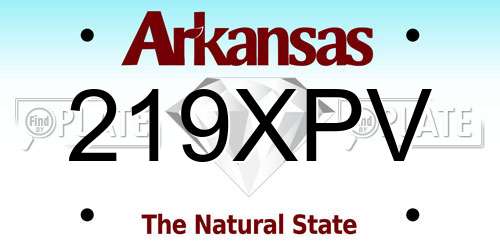 219XPV Arkansas License Plate
