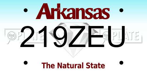 219ZEU Arkansas License Plate
