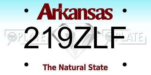 219ZLF Arkansas License Plate