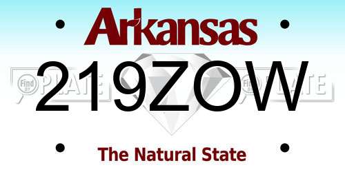 219ZOW Arkansas License Plate