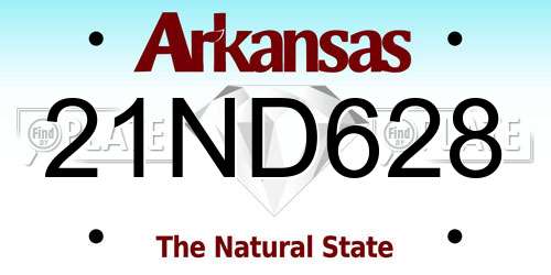 21ND628 Arkansas License Plate