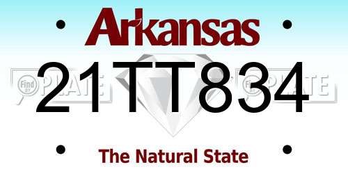 21TT834 Arkansas License Plate