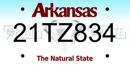 21TZ834 Arkansas License Plate