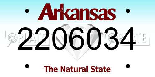 2206034 Arkansas License Plate