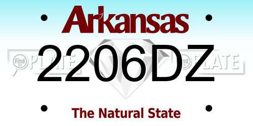 2206DZ Arkansas License Plate