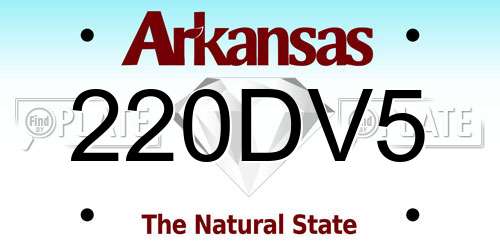 220DV5 Arkansas License Plate