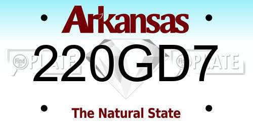 220GD7 Arkansas License Plate