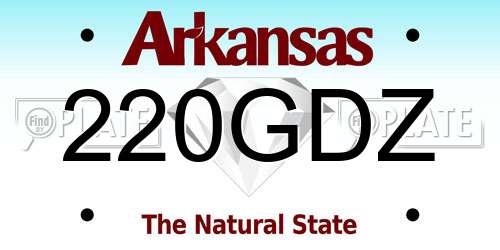 220GDZ Arkansas License Plate