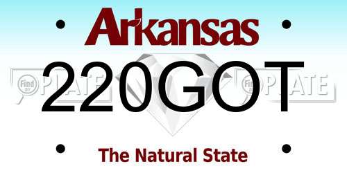 220GOT Arkansas License Plate