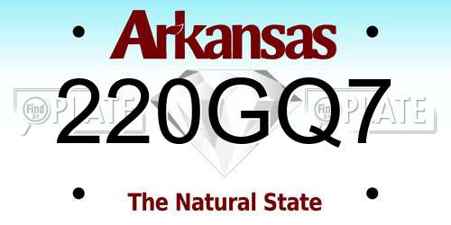220GQ7 Arkansas License Plate