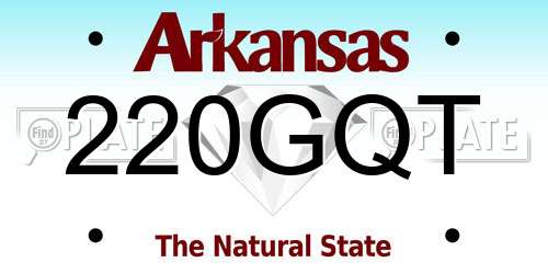 220GQT Arkansas License Plate