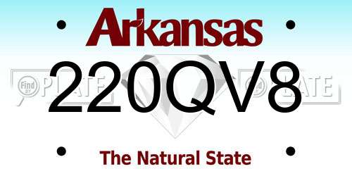 220QV8 Arkansas License Plate