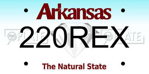 220REX Arkansas License Plate